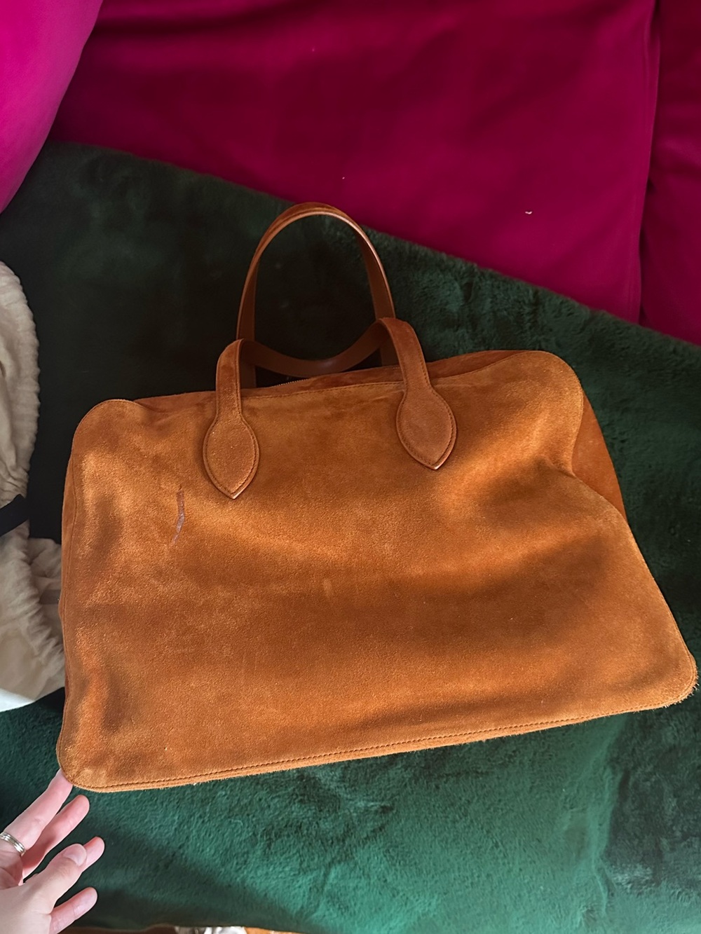 Khaite Maeve Weekender Large Leather Tote Bag Top Handle Suede - Picture 5 of 12